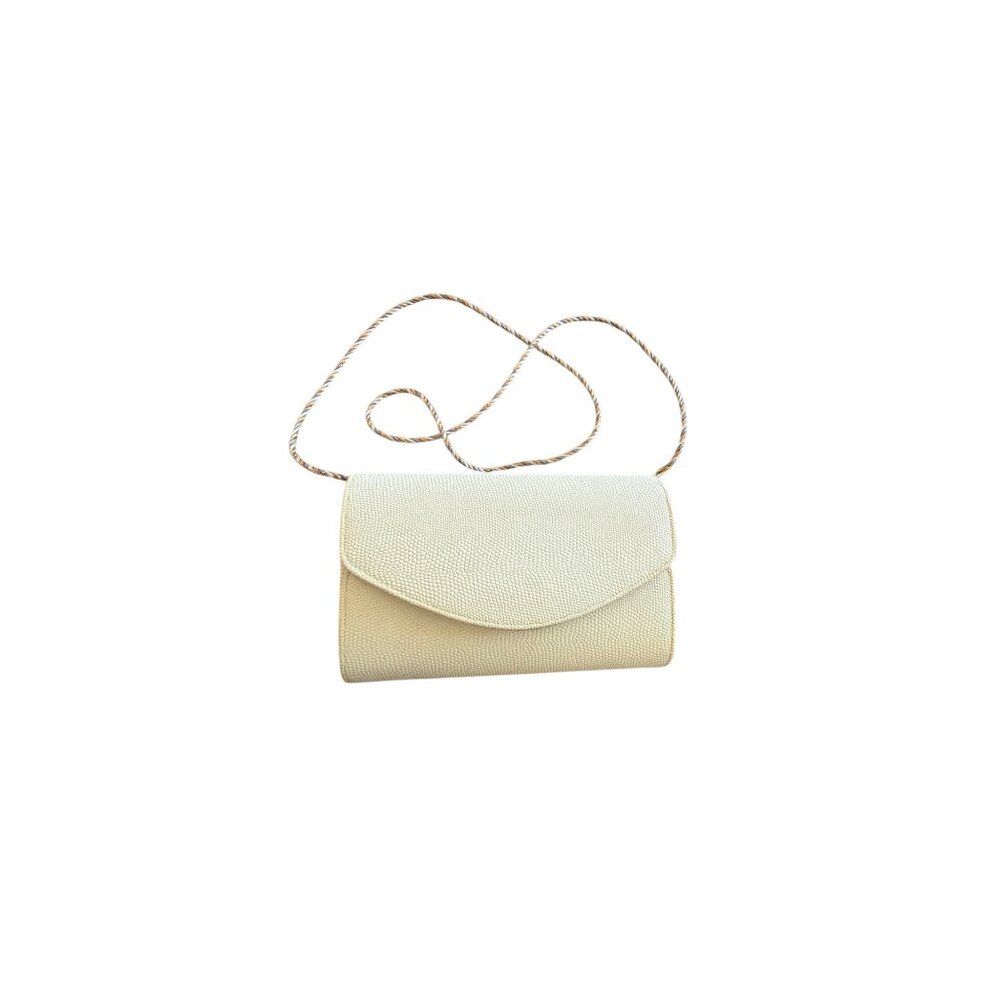 Delill Womens Clutch Stingray-like Pattern Cream Rectangular Flap Strap Vintage - Picture 9 of 11